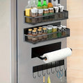 2/3/5pcs Multifunctional Magnetic Refrigerator Spice Organizer Set, Magnetic Kitchen Paper Towel Holder, Magnetic Refrigerator Kitchen, Space Saving Design, Hole-Free Design, Kitchen Accessories, Home Decoration, Utility Shelves