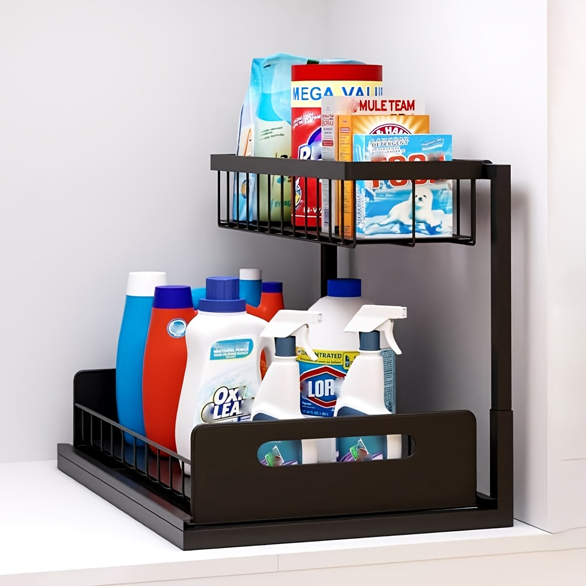 Versatile 2pcs Adjustable Home Storage Rack – durable multi-purpose storage, Under Sink Organizer 2-Tier Under Kitchen Bathroom Sink Organizers and Storage No Drilling Rustproof, designed for American homes, daily convenience and practical gifting