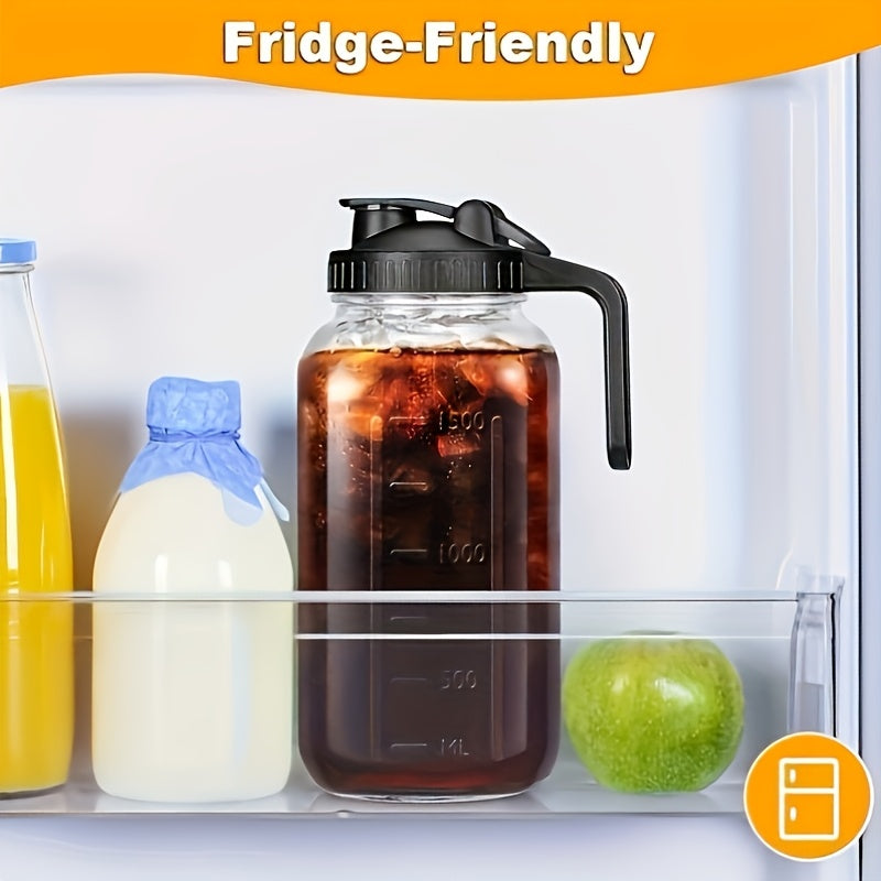 64 Oz. Leak-Proof Glass Mason Jar With Lid A Wide-mouth, Easy-to-clean Container Perfect For Storing Milk In The Refrigerator, As Well As Juice, Tea, Iced Coffee, And Other Beverages. Ideal For Daily Use.