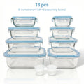 Kitchen Essential – [Glass Food Storage Set] 18pcs Sealed Glass Food Storage Gift Box Set, with Air Holes on The Lids, Perfect for Salads, Fruits, Vegetables And Sandwiches, Lunch Box | Seal