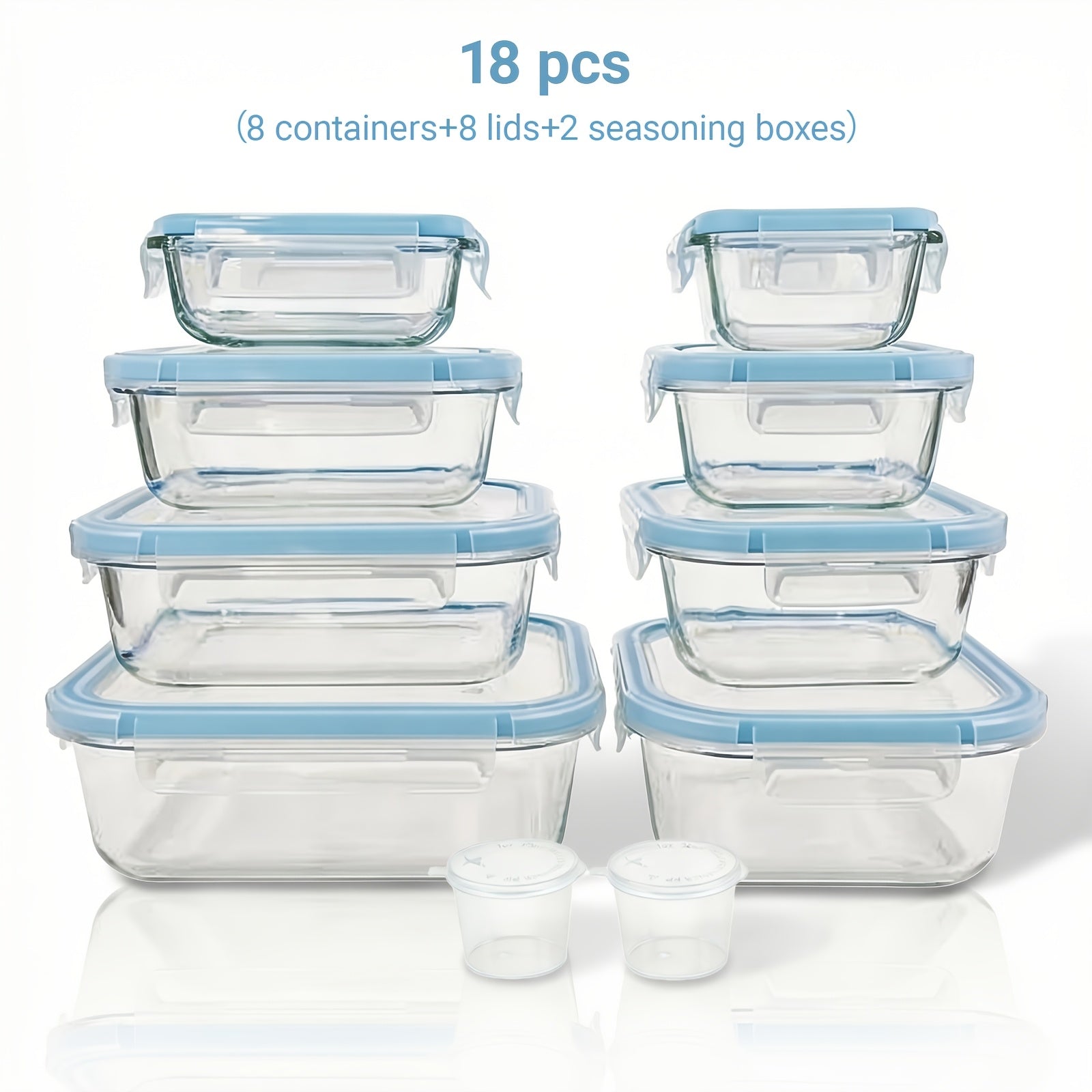 Kitchen Essential – [Glass Food Storage Set] 18pcs Sealed Glass Food Storage Gift Box Set, with Air Holes on The Lids, Perfect for Salads, Fruits, Vegetables And Sandwiches, Lunch Box | Seal
