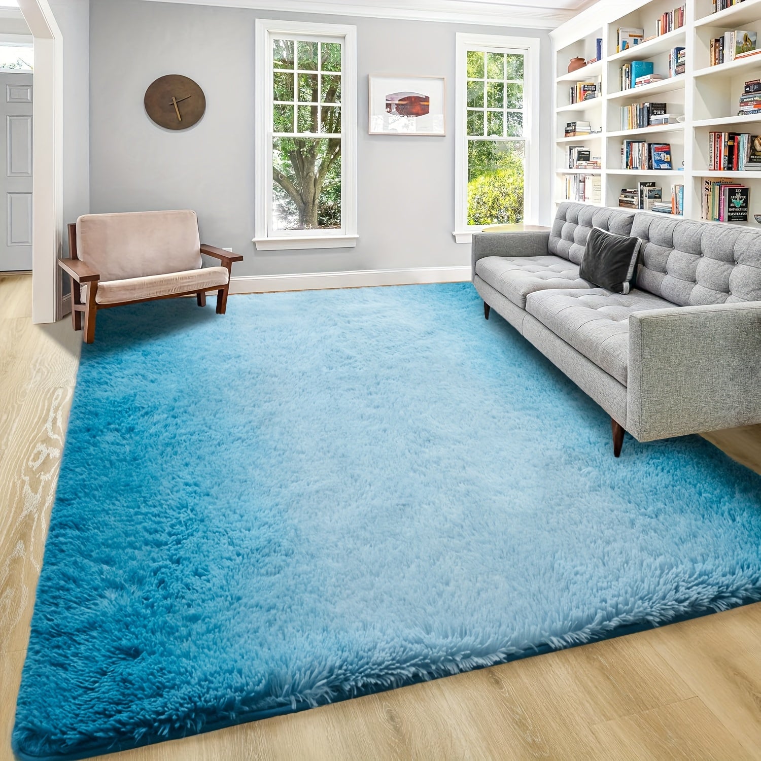 Area Rug – 1pc Luxurious Rectangular Shaggy Plush Carpet Rug - Soft, Fluffy, Tie-dyed, Solid,