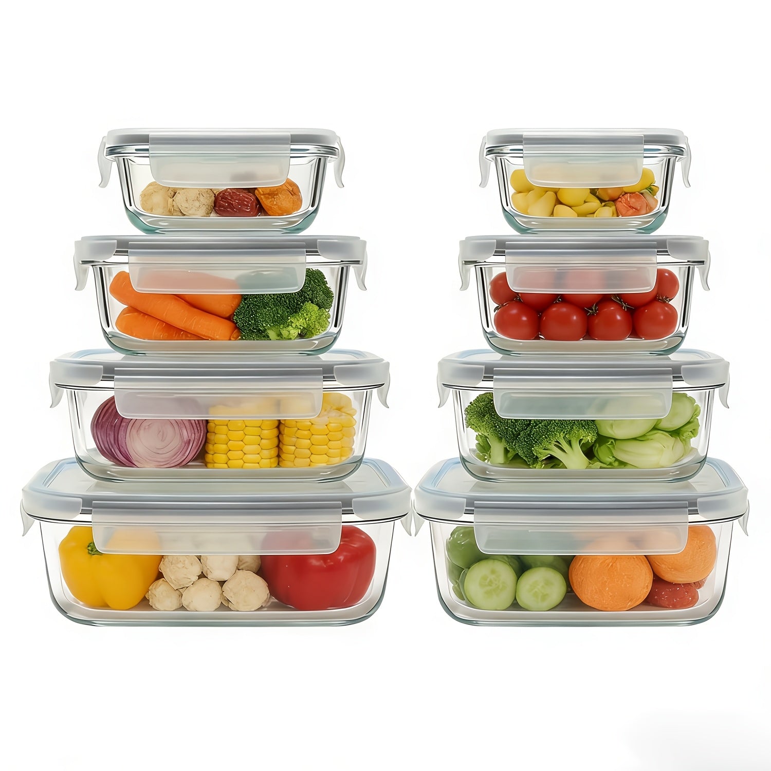 Food Storage Containers – Space-Saving 8pcs Glass Meal Prep Container Set – leak-resistant reusable meal pre