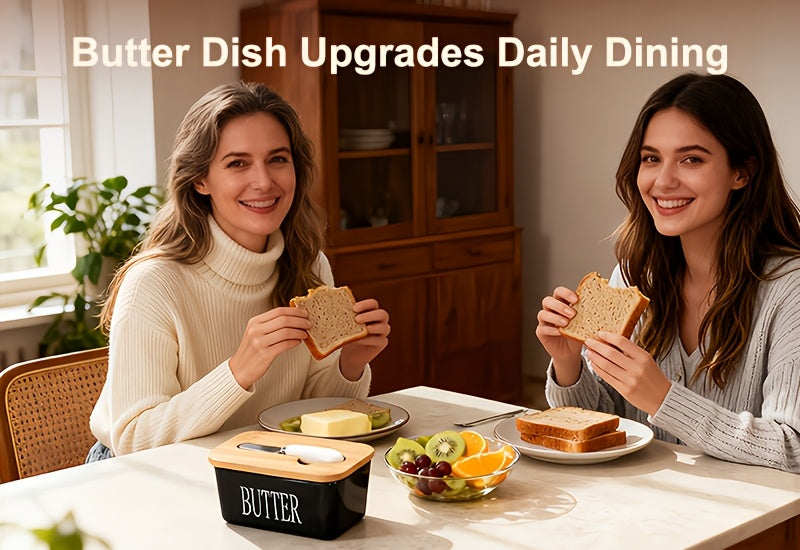 Modern 1pc Butter Dish with Lid – covered refrigerator storage, 1pc Luxury Large Butter Dish with Lid - Ceramic Countertop Keeper with Knife High-Quality, designed for American homes, daily convenience and practical gifting