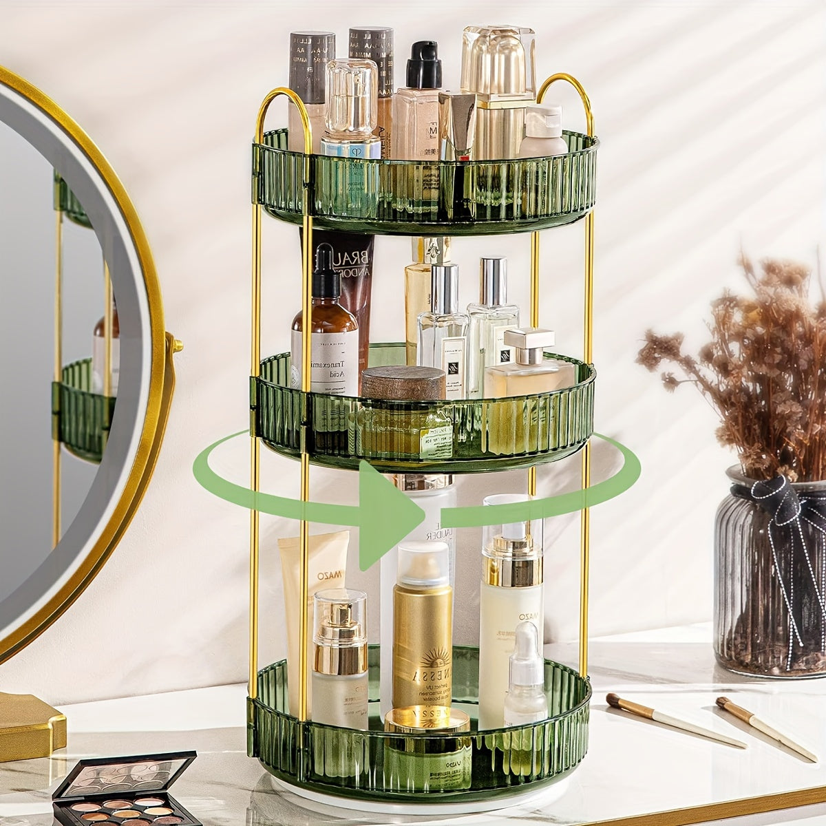 Modern 3Tier Home Storage Organizer – space-saving everyday organization, 3Tier Height Adjustable Seasoning Organizer Lazy Rotating Turntable Spice Organization for Table Top Pantry, designed for American homes, daily convenience and practical giftin