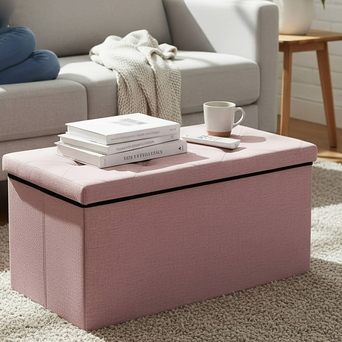 Home Organizer – Multi-Functional Ottoman with Storage Bench Folding Foot Rest Stool