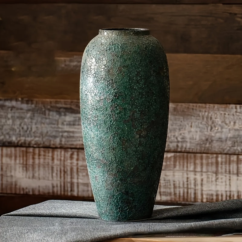 1pc of Country-Style Ceramic Green Vase Ideal for Fresh And Dried Flowers, Perfect for The Living Room, Dining Table, Bedroom, Balcony, And Suitable for Christmas, Decorative Home Items