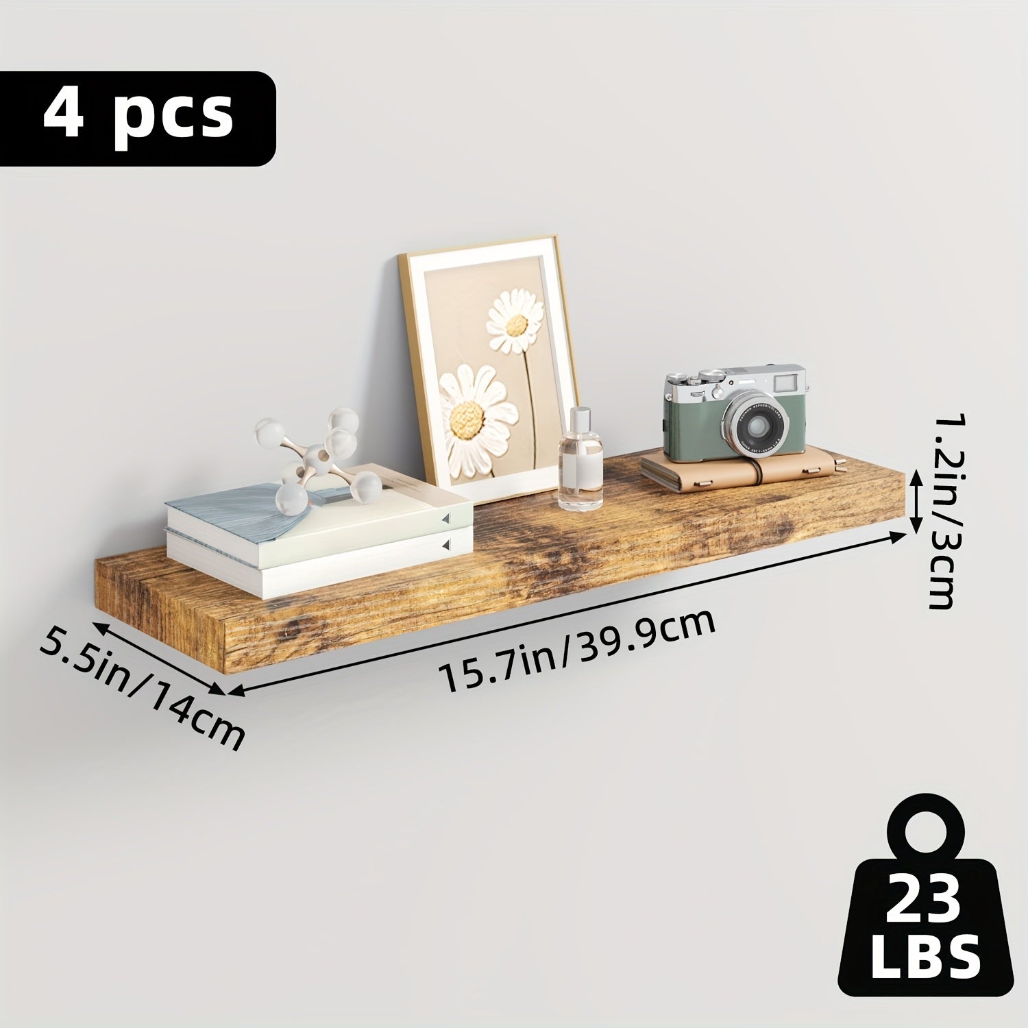 Home Living Essential – TOMNK 2 4 6pcs Set Floating Shelves 15 7-inch 19 7-inch 22-inch Wooden