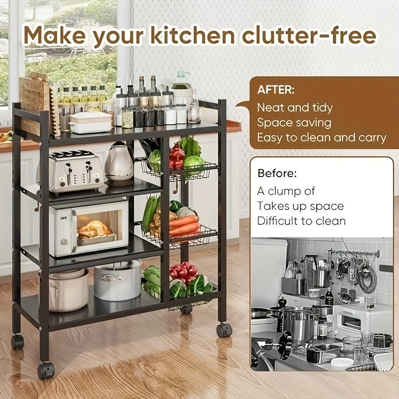 Heavy-Duty 1pc Adjustable Home Storage Rack – durable multi-purpose storage, 1pc Movable Storage Rack Adjustable Kitchen Shelf with Baskets Kitchen Organizer And Storage Metal, designed for American homes, daily convenience and practical gifting