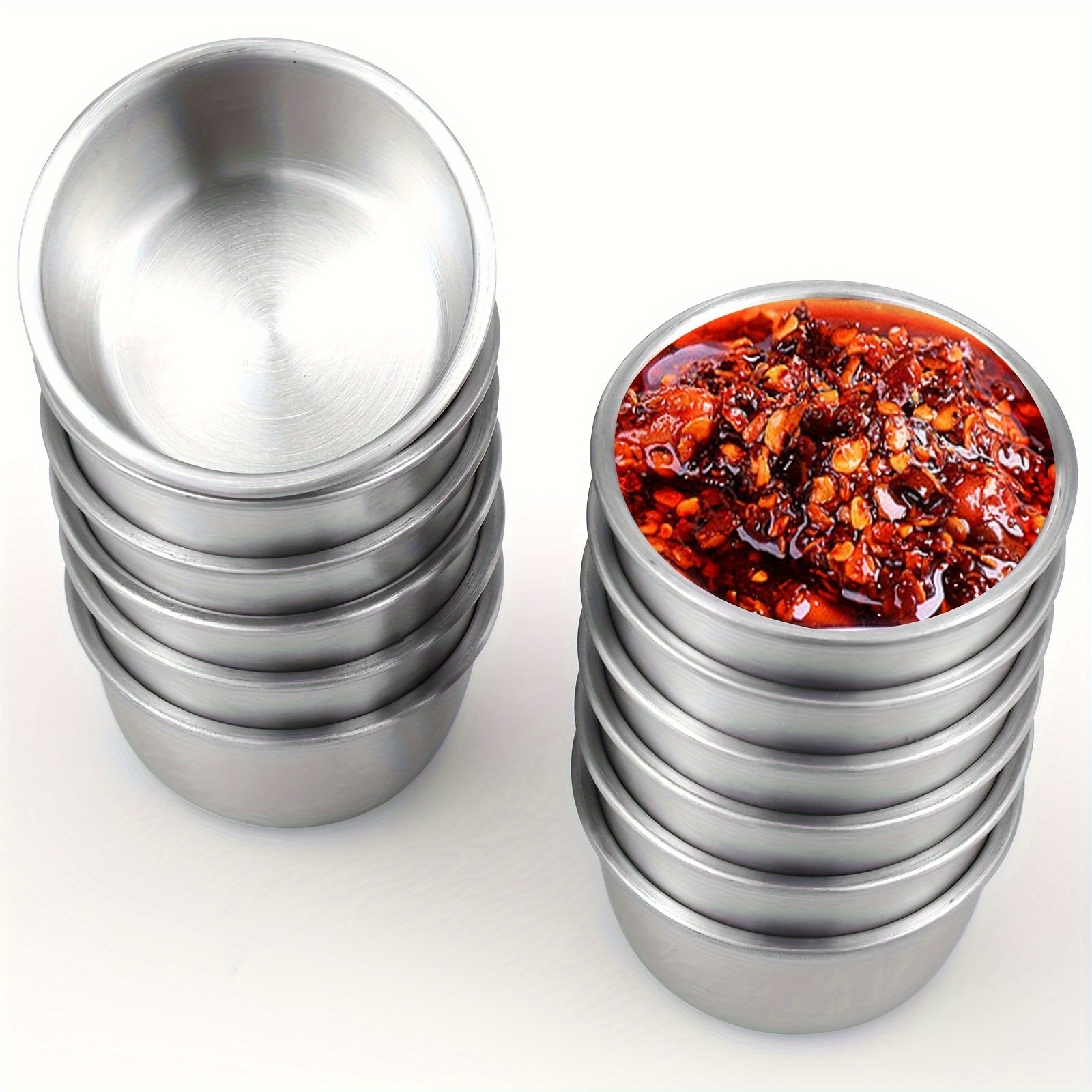 12 Pcs Mini Sauce Dipping Bowl 304 Stainless Steel Dipping Cups Round Sauce Dishes 45/55ml Mini Reusable Seasoning Cups Dipping Cups Multipurpose Sauce Cups For Home Party Restaurants Mini Dipping Cups Round Condiment Cups Sauce Dipping Cups