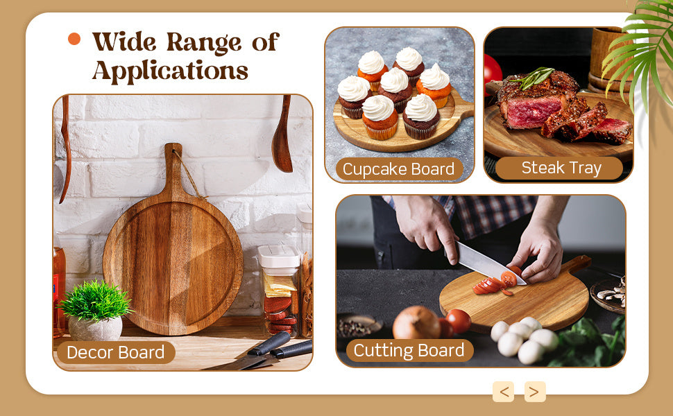 Easy-Access 10/5pcs Kitchen Cutting Board – durable food prep and serving, 10 5pcs Round Wooden Cutting Boards with Handles Wooden Serving Boards Kitchen Chopping Boards, designed for American homes, daily convenience and practical gifting