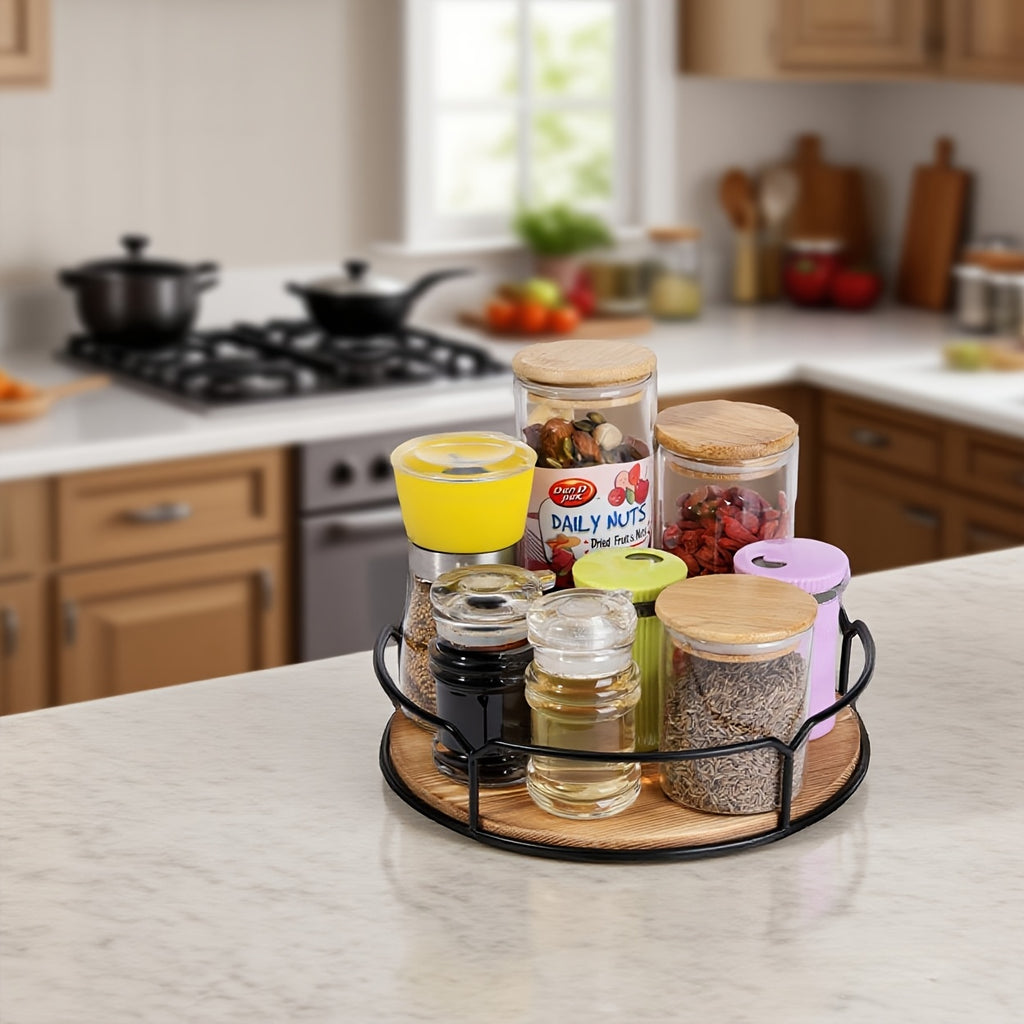 Heavy-Duty Rotating Refrigerator Organizer – easy-access fridge organization, 10 83 Wooden Lazy Susan Turntable - Rotating Organizer with Non-Slip Base for Spices, designed for American homes, daily convenience and practical gifting