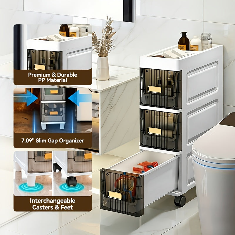 Area Rug – Deluxe Slim Storage Cabinet with Drawers - Durable Waterproof PP Material