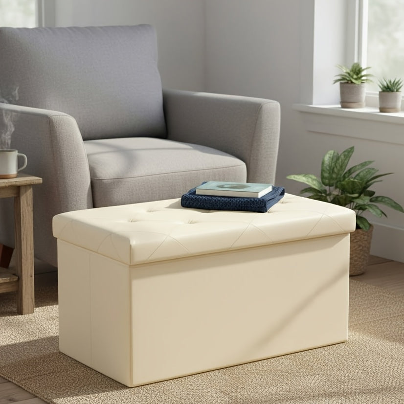 Home Organizer – Multi-Functional Ottoman with Storage Bench Folding Foot Rest Stool