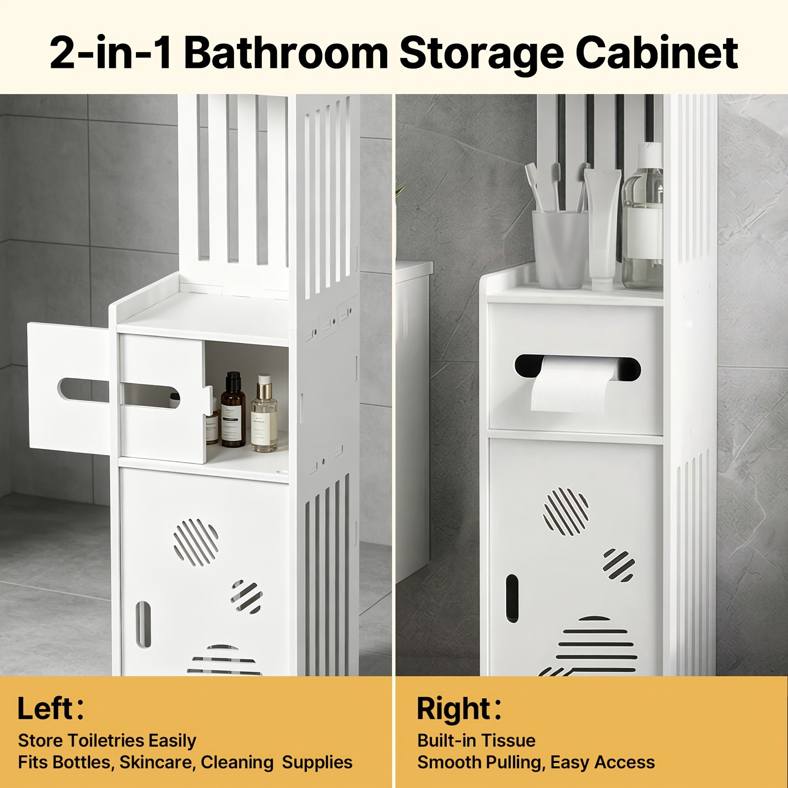 Smart 1pc Stackable Home Storage Bins – portable space-saving storage, 1pc Large Capacity Bathroom Organizer Toilet Paper Holder Waterproof And Dustproof Commercial Bathroom Organizer, designed for American homes, daily convenience and practical gift