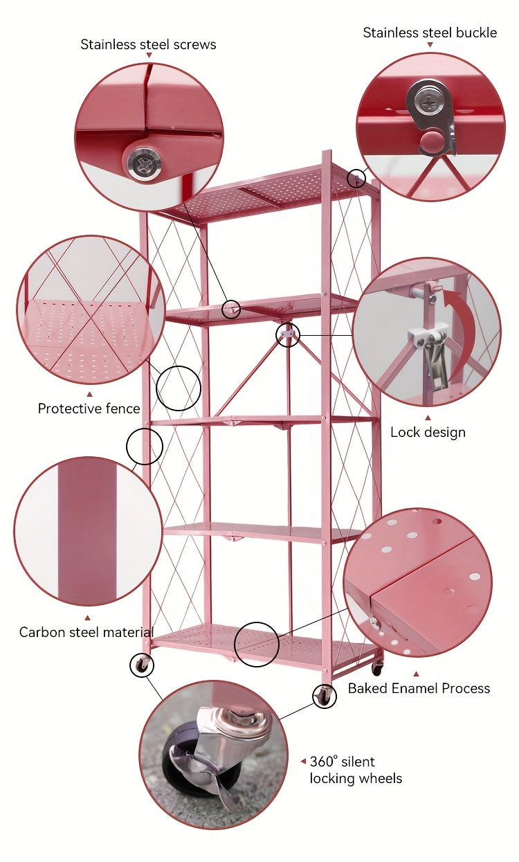 Heavy-Duty Adjustable Home Storage Rack – durable multi-purpose storage, 3 4 5- Tier Movable Vertical Multi-Functional Storage Racks Portable Metal Folding Storage Racks, designed for American homes, daily convenience and practical gifting
