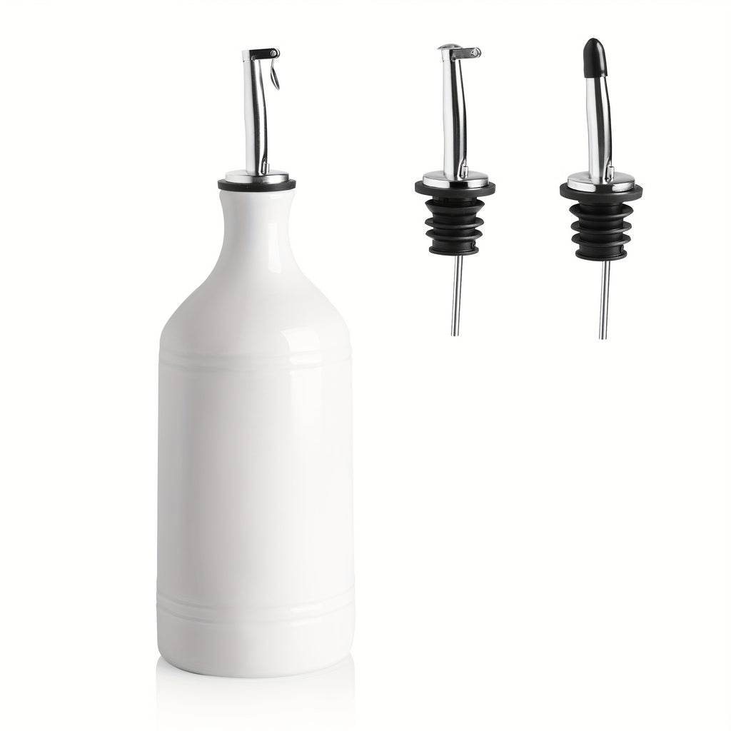 Sweejar Ceramic Olive Oil Dispenser Bottle, Opaque Oil Cruet Protects Oil to Reduce Oxidation, Suitable for Storage Oil, Vinegar, Coffee Syrups & Other Liquids, Pack of 1, 15.5 Fl Oz