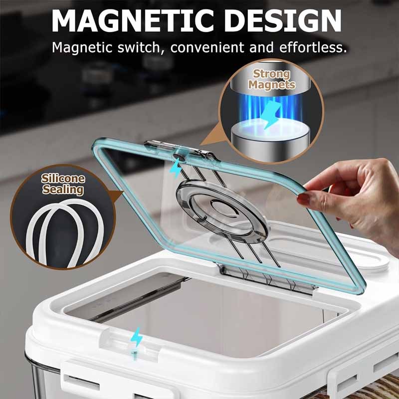 Airtight Bread Storage Container - 1.32-Gallon Flip-Top Bread Box for Kitchen Countertop, Perfect for Homemade Bread, Cookies, Cereal, Fruits, And More, Complimentary Bread Tongs And Measuring Cups, Stylish White Design
