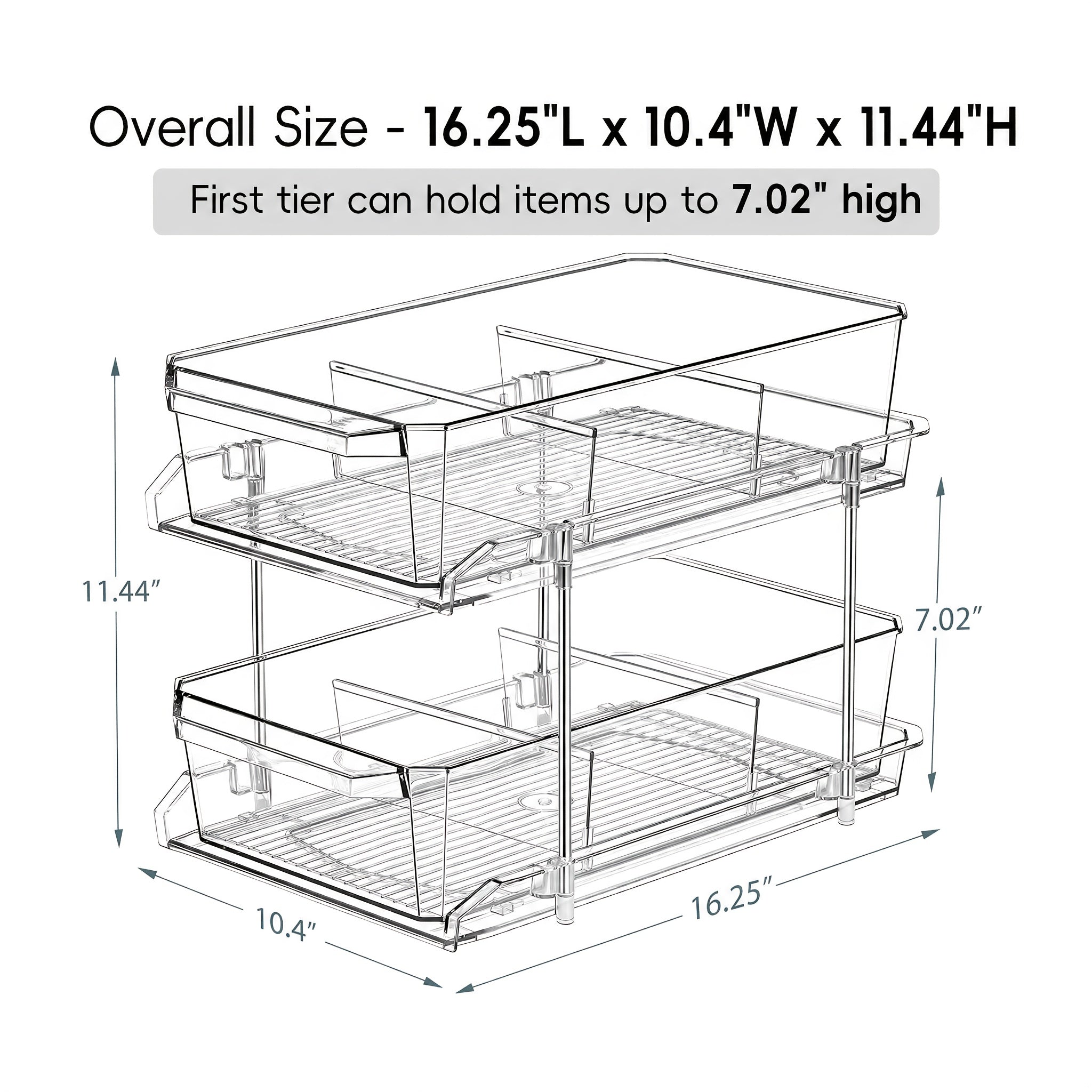 1/2pcs Large-Capacity Double-Layer Transparent Pull-Out Storage Multi-Purpose Slide-Out Storage Container Space-Saving Design Durable Plastic Shelves Bathroom Vanity Storage Sink Cabinet Storage Kitchen Organization