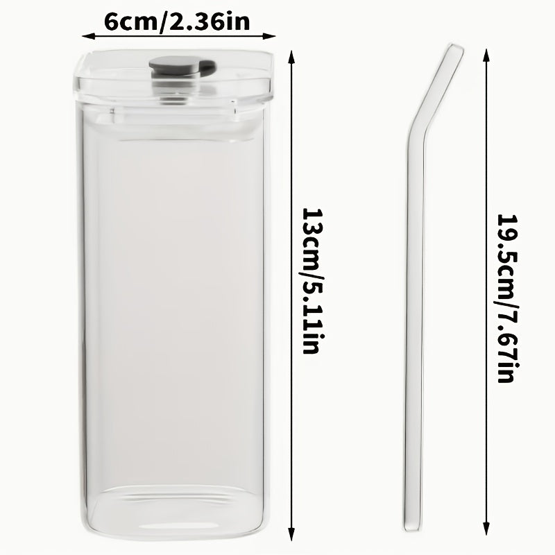 Compact 13oz Reusable Drinkware Set – easy-access beverage storage, Set of 4 Square Glass Cups with Lids 13oz Capacity Perfect Coffee Cups Includes, designed for American homes, daily convenience and practical gifting