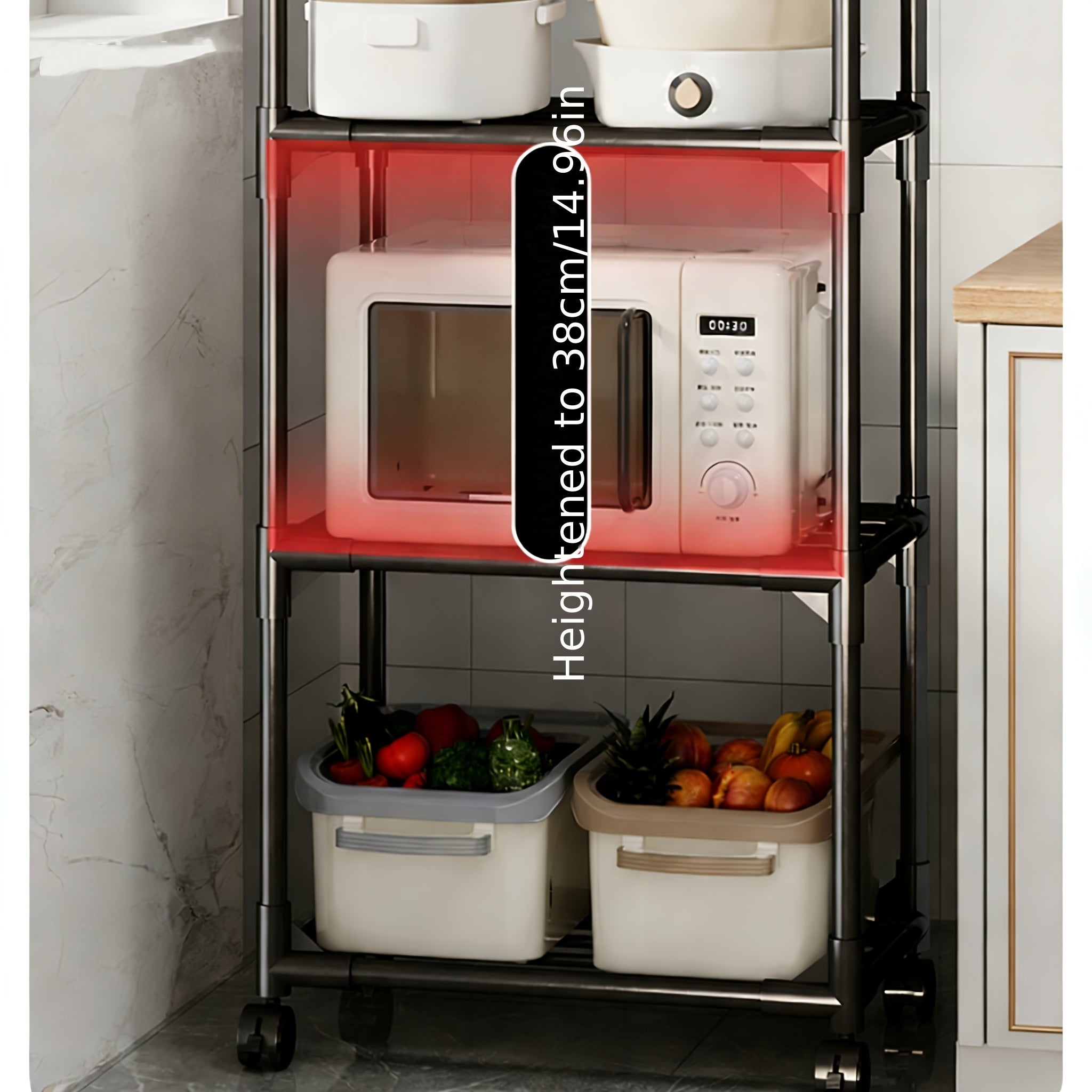 Versatile Adjustable Home Storage Rack – durable multi-purpose storage, 6-Tier Rotating Metal Storage Cart Adjustable Rolling Storage Shelf with Wheels Multifunctional Utility Trolley, designed for American homes, daily convenience and practical gift