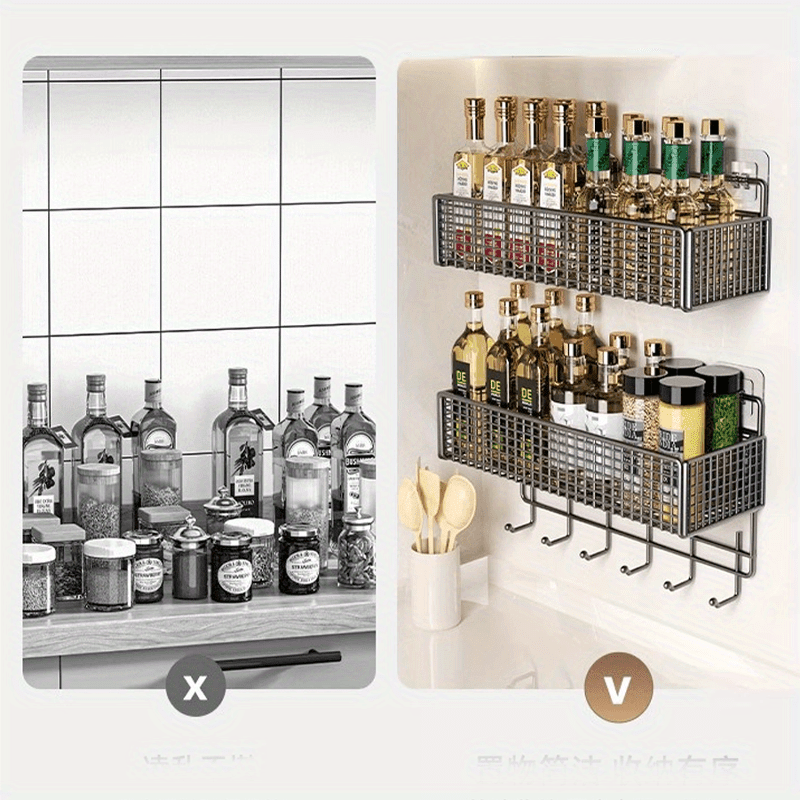 2pcs Easy Installation Bathroom Stainless Steel Shelf, Wall Hanging, Non-Tracking Stickers for Bathroom, Balcony, Kitchen And Toilet Storage, Drill-Free Wall Mounted Organizer, Shelf Baskets