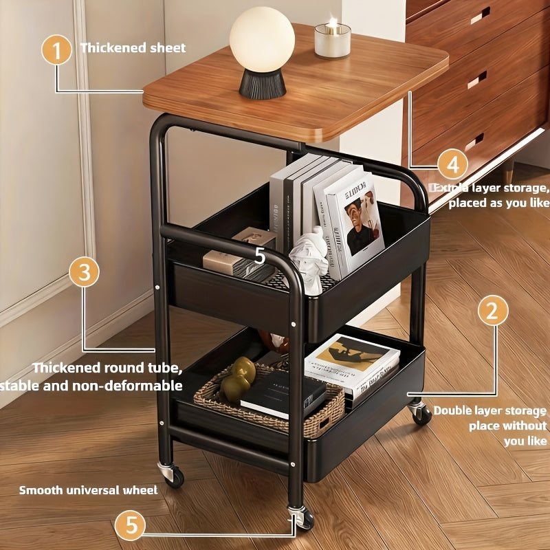 Modern Adjustable Home Storage Rack – durable multi-purpose storage, Three-tier Storage Rack Multi-functional Rolling Trolley with Desktop Silent Casters for Easy Movement Suitable, designed for American homes, daily convenience and practical gifting