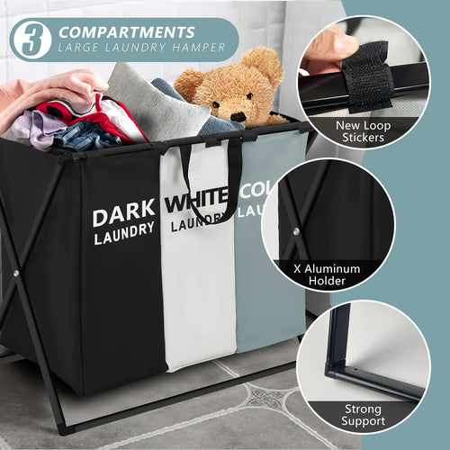 3-Section Rolling Laundry Sorter – view 2