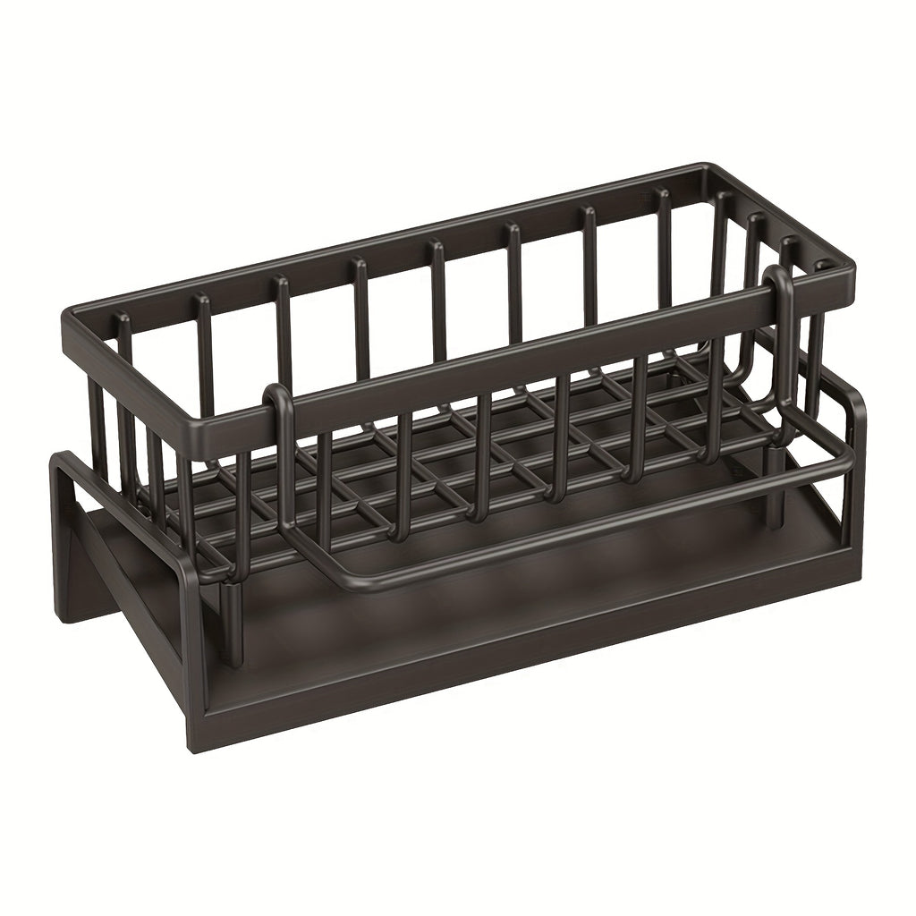 Kitchen Essential – Kitchen Sink Organizer Tray - Sink Drainage Rack with Built-In Sponge Holder, Dish Brush Slot - Space-Saving Countertop Organizer, Compatible with Standard Sinks - Easy t