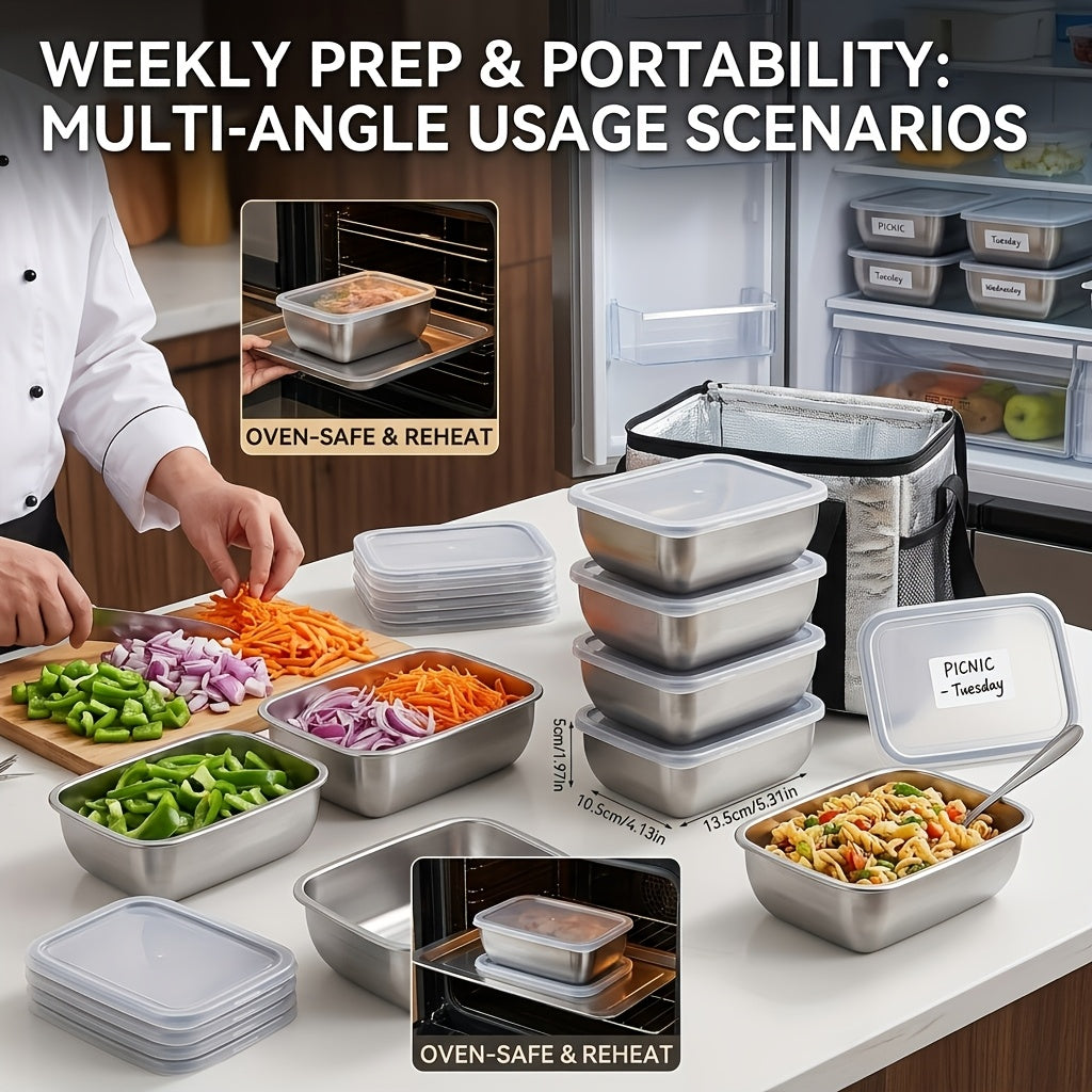 Easy-Access 10pcs Refrigerator Storage Organizer – easy-access fridge organization, 10pcs- Household Food Grade Fresh- Keeping Box Stainless Steel Fruit Box Bento Box Refrigerator, designed for American homes, daily convenience and practical gifting