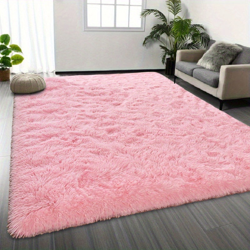 Area Rug – 1pc Luxurious Rectangular Shaggy Plush Carpet Rug - Soft, Fluffy, Tie-dyed, Solid,