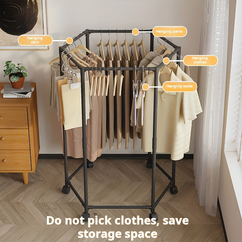 Versatile Adjustable Home Storage Rack – durable multi-purpose storage, Hexagonal Rotary Clothes Rack Self-Standing Vertical Clothing Hanging Rack Suitable for Laundry And Household, designed for American homes, daily convenience and practical giftin