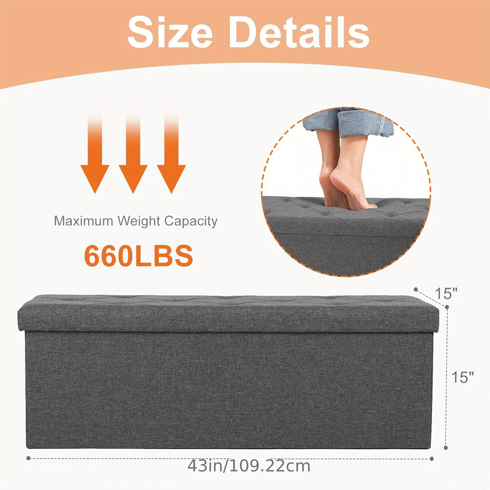 Versatile Home Storage Organizer – space-saving everyday organization, Folding Storage Ottoman Bench Foot Rest Stools End of Bed Storage Bench Large Storage, designed for American homes, daily convenience and practical gifting
