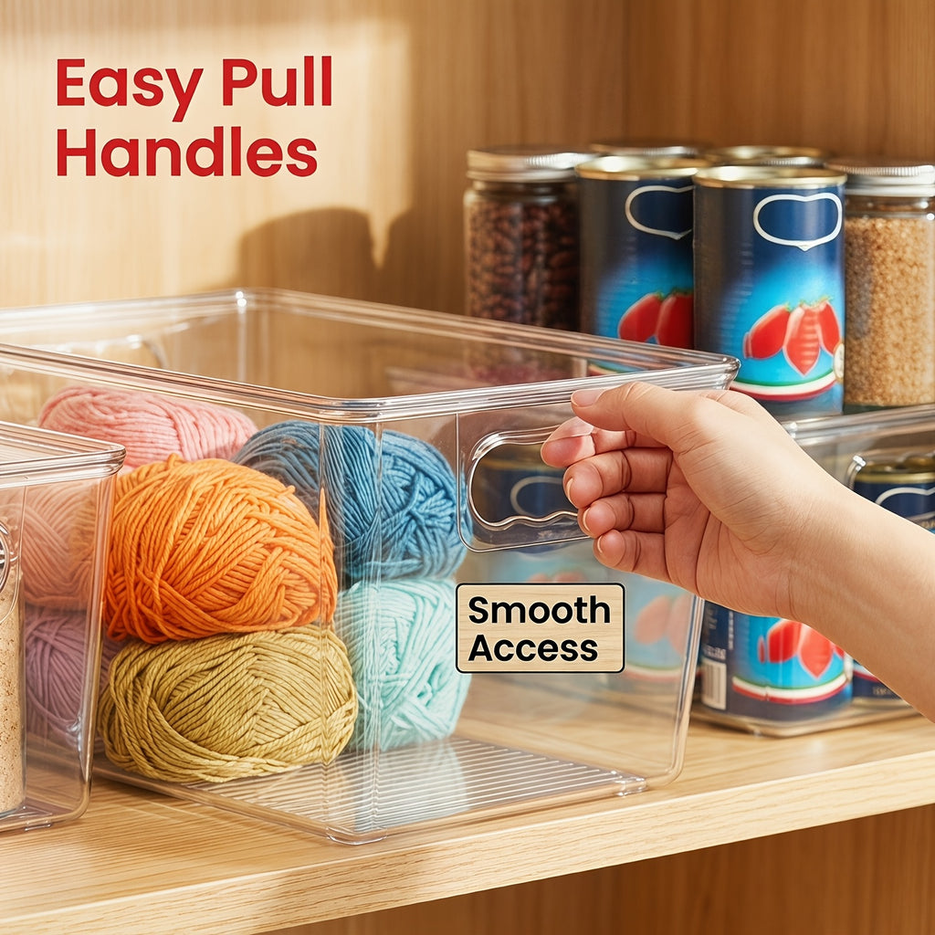 [Stackable Storage Bins] 10 Pack Clear Stackable Storage Bins With Lids, Large Plastic Containers With Handle For Pantry Organizer And Storage, Perfect For Kitchen, Fridge, Cabinet, Closet, Bathroom Organization