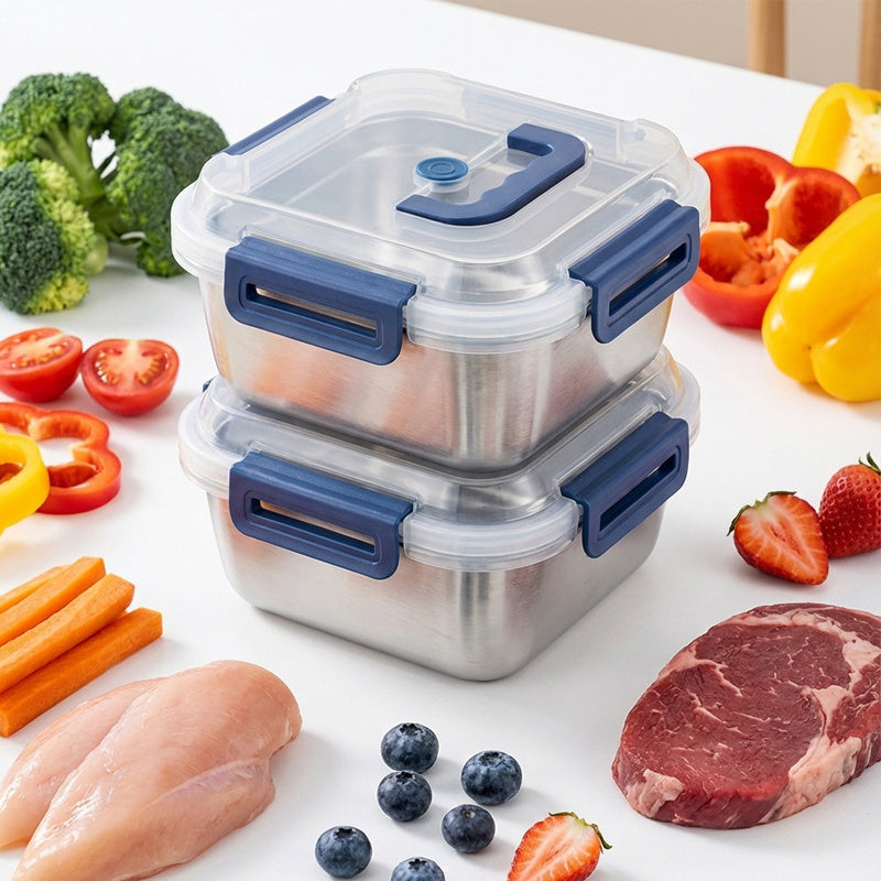 Compact 80/60 Oz Refrigerator Storage Organizer – easy-access fridge organization, Sealed Food Storage Box 80 60 Oz Extra Large Stainless Steel Food Storage Box, designed for American homes, daily convenience and practical gifting