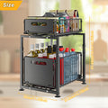 1pc Big Black Pull Out Drawer for Kitchen Cabinet, 2-Tier No Drill Roll Out Organizer, Space-Saving Cabinet Organizer for Home Kitchen Use, Slide Out Shelves for Pantry Storage