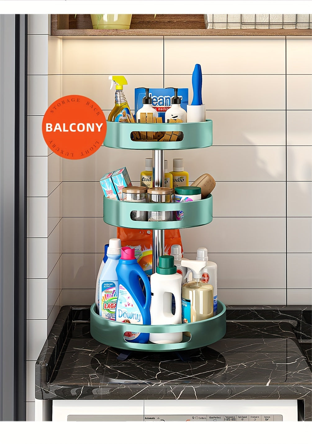 Heavy-Duty Adjustable Home Storage Rack – durable multi-purpose storage, Rotating Seasoning Storage Rack Kitchen Seasoning Shelf Double-layer Household Countertop Corner Seasoning Storage Rack, designed for American homes, daily convenience and pract