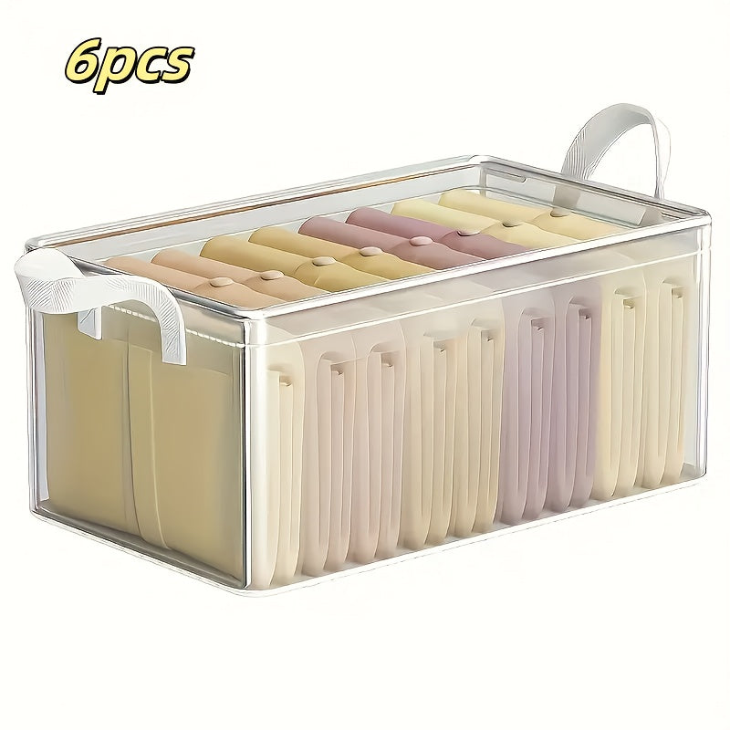 Modern 6pcs Stackable Home Storage Bins – portable space-saving storage, 6pcs Storage Box Stackable Steel Frame Wardrobe Storage Box Transparent Foldable PVC Storage Box, designed for American homes, daily convenience and practical gifting
