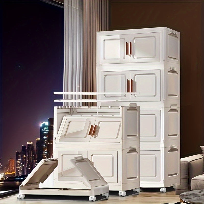 Modern Home Storage Organizer – space-saving everyday organization, Stackable Plastic Storage Cabinet with 2 to 5 Tiers Featuring Doors And Wheels Designed, designed for American homes, daily convenience and practical gifting