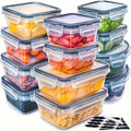 24/40/48pcs (12/20/24 Lids + 12/20/24 Box) Food Storage Container, Fresh-Keeping Boxes, Easy-To-Secure Lids- Airtight Plastic Containers for Food, Suitable for Pantry, Travel, Outdoor Picnics, Kitchen Organization Additions, with Labels Marke