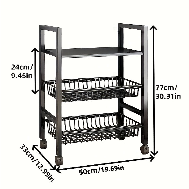 Heavy-Duty 1pc Adjustable Home Storage Rack – durable multi-purpose storage, 1pc Movable Storage Rack Adjustable Kitchen Shelf with Baskets Kitchen Organizer And Storage Metal, designed for American homes, daily convenience and practical gifting
