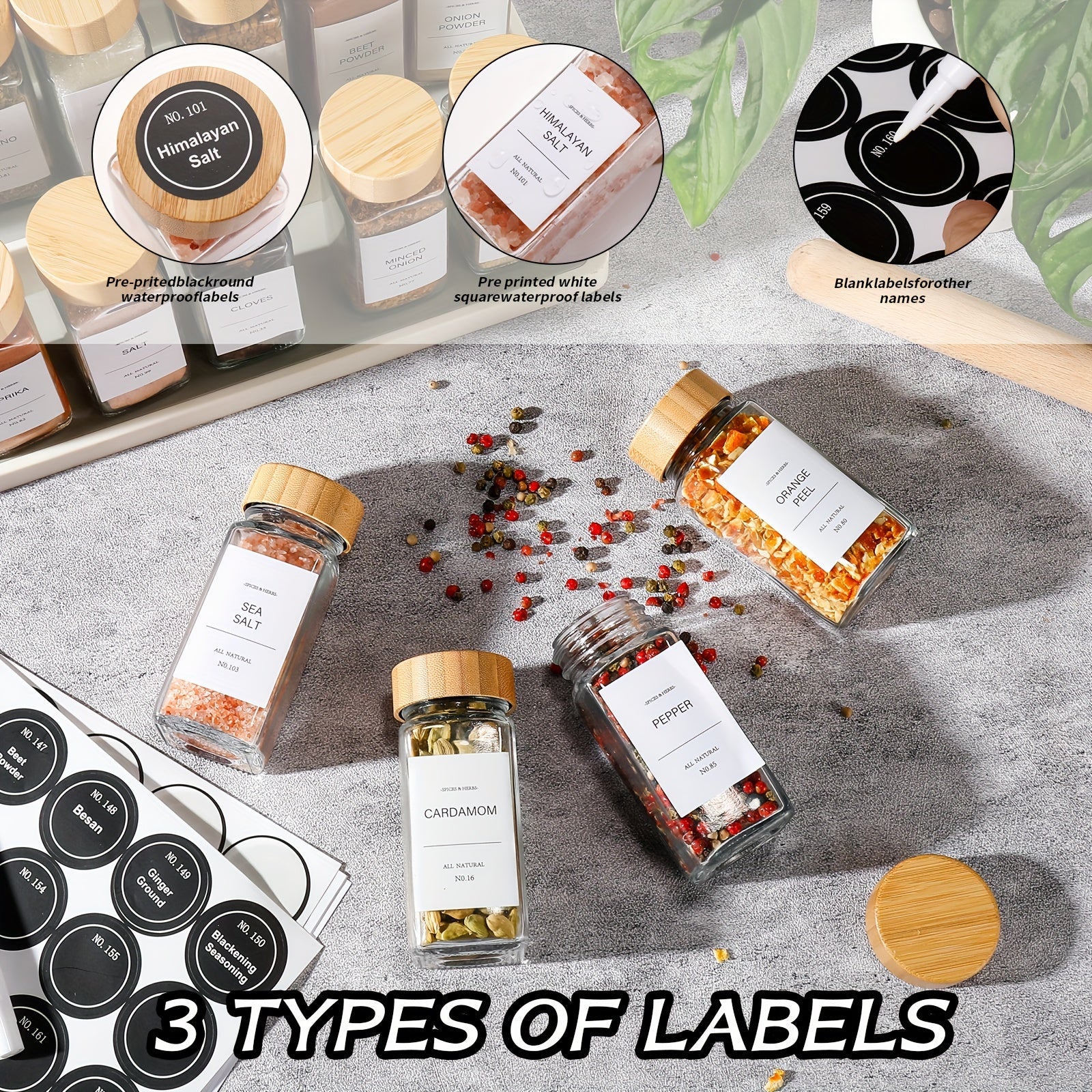 Versatile 15/24/36pcs Glass Spice Jar Set – clear reusable pantry storage, 15 24 36pcs Spice Jars with Labels And Lids 4oz Spice Empty Bottles with, designed for American homes, daily convenience and practical gifting