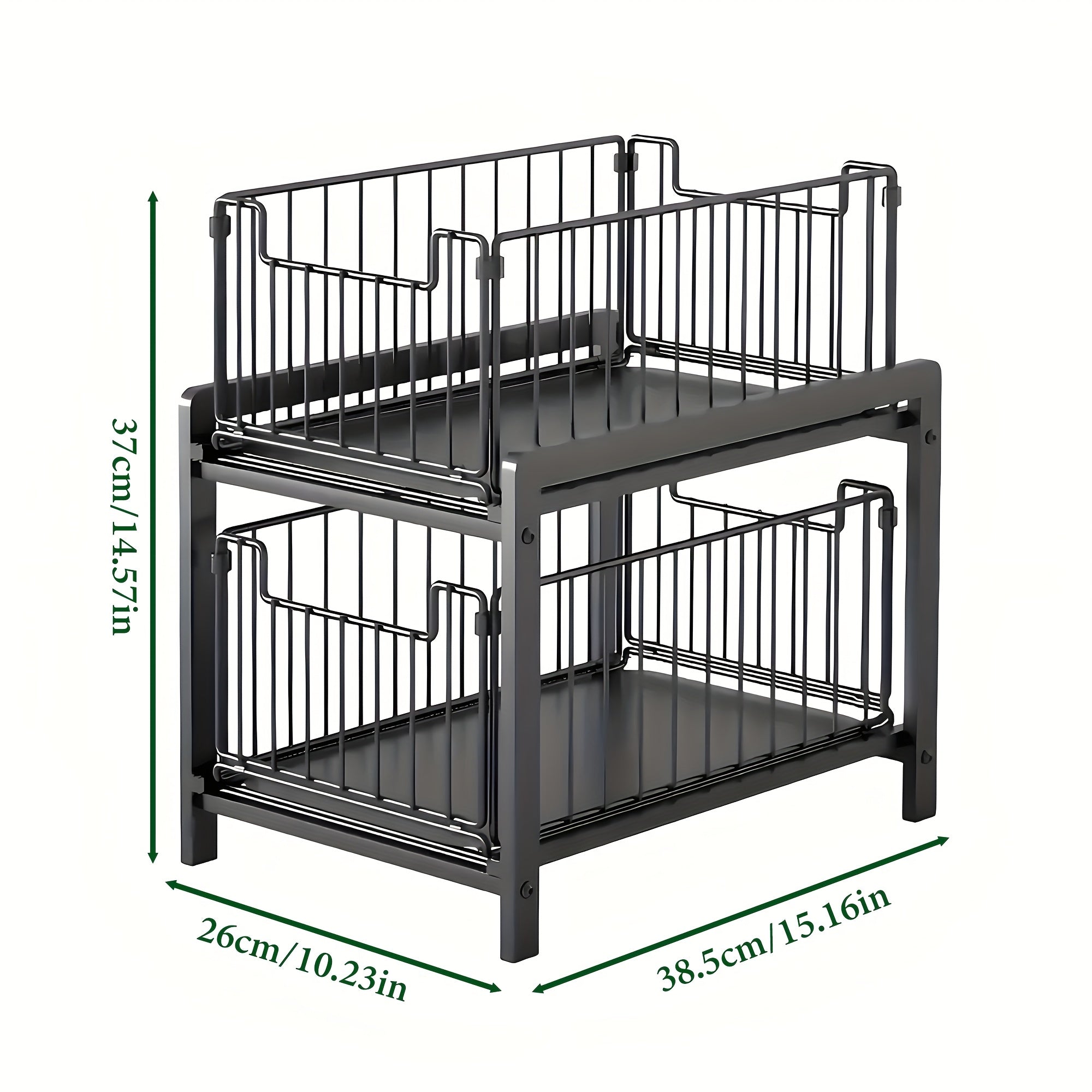 Kitchen Essential – 2-Tier Sliding Under-Sink Organizer Rack – Durable Metal Wire Storage Basket for Kitchen & Bathroom Essentials, Removable & Easy to Clean, Perfect for Utensils, Spices, T