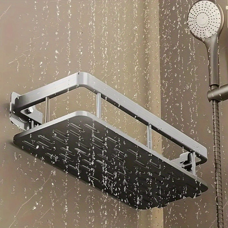 1/2/3pcs Metal Punch-free Bathroom Rack, Thickened, Easy to Install, Multi-piece Bathroom Rack, Punch-free Wall-mounted Storage Rack, Large-capacity Wall-mounted Black And Silvery Multi-function Storage Rack Suitable for Toilets And Bathrooms
