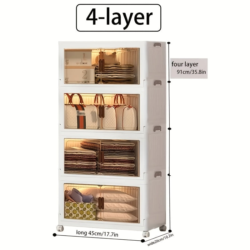 Storage Bins – Collapsible Storage Bins with Lid And Wheels Plastic with Doors Suitable for