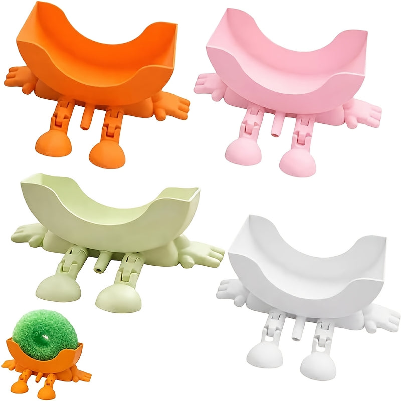 1pc Fun Sponge Stand, 3D Printed Sink Draining Sponge Holder, Cute Sitting Kitchen Caddy Gadgets with Hanging Legs, Countertop Organizer for Sink Edge& Counter Decor, for Daily Cleaning (Design by 3D Print LT)