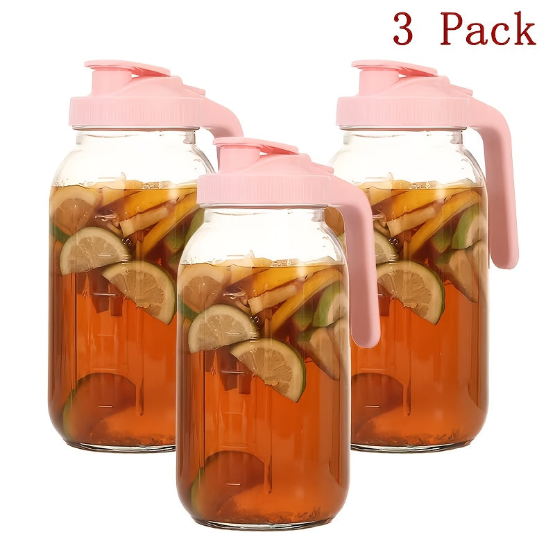 Heavy-Duty 64Oz Mason Jar Set – clear reusable pantry storage, 2-Pack 3-Pack 64Oz Glass Pitcher with Handle for Outdoor Entertaining Leak-Proof Wide Mouth Mason, designed for American homes, daily convenience and practical gifting