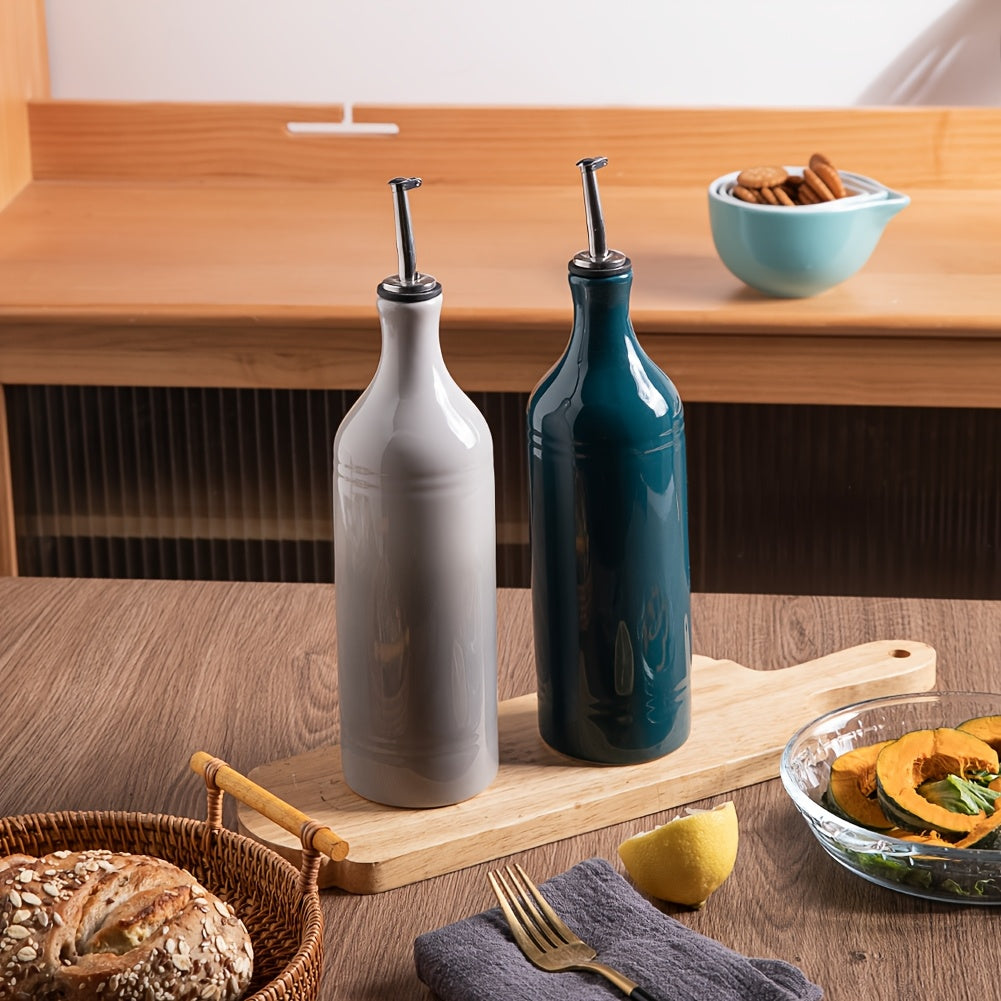 [Oil Dispenser Bottle] Sweejar Large Ceramic Olive Oil Dispenser Bottle, Opaque Oil Cruet Protects Oil To Reduce Oxidation, Storage Oil, Vinegar, Soy Sauce & Other Liquids, Pack Of 1, 24 Fl Oz
