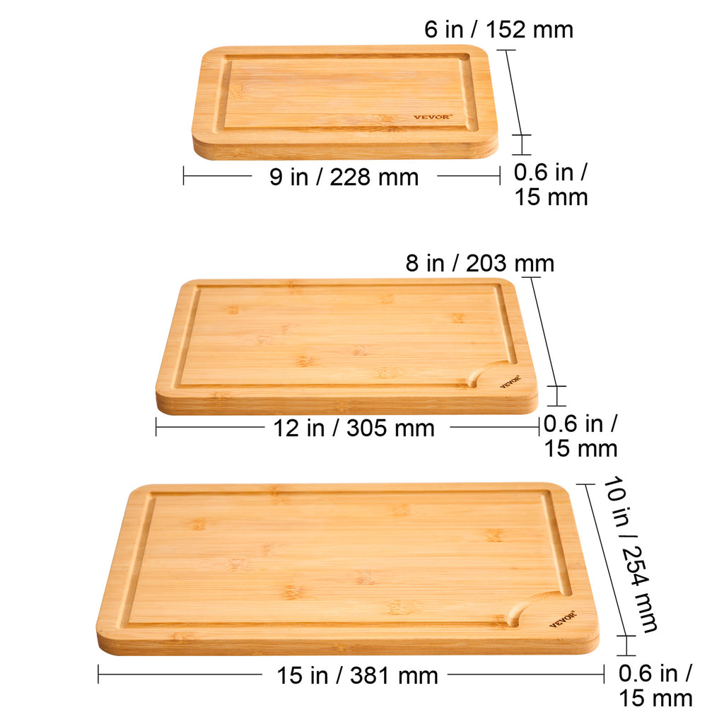 VEVOR Bamboo Cutting Board Premium Versatile Cut Board with Built-in Handle