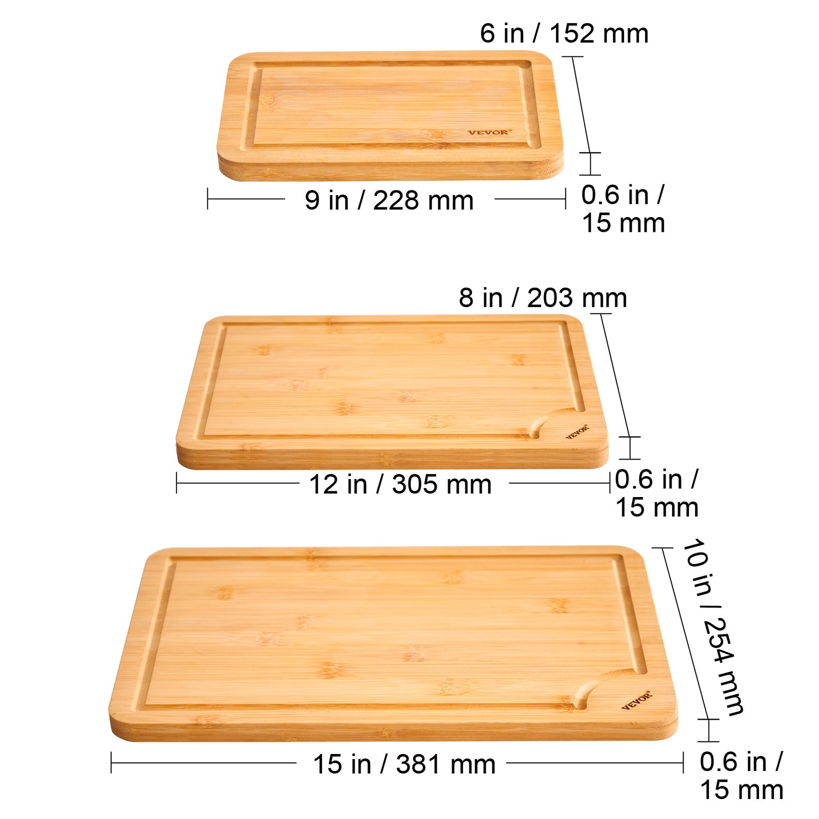 VEVOR Bamboo Cutting Board Premium Versatile Cut Board with Built-in Handle